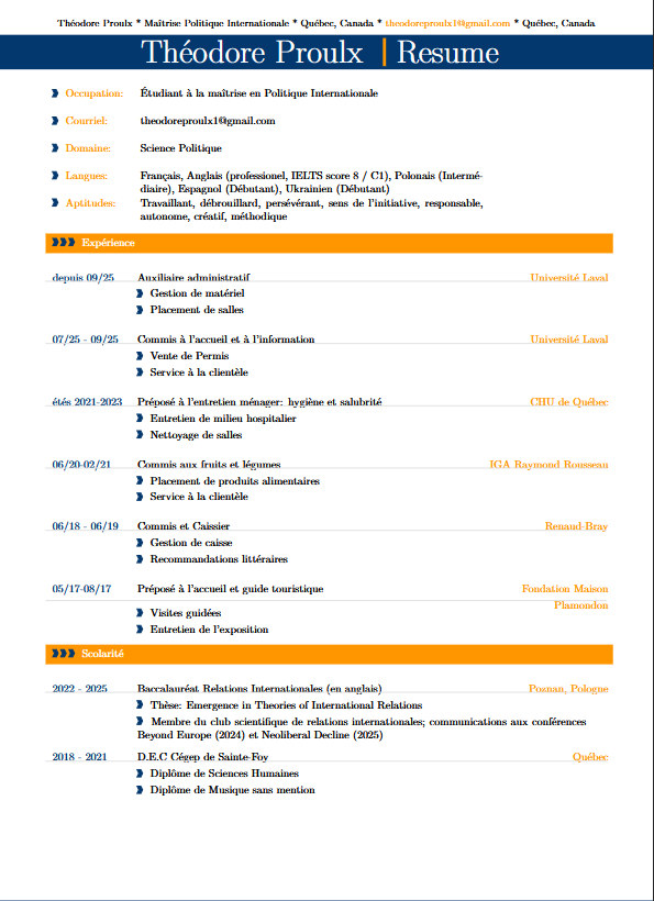 Aperçu de mon CV